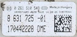 Bosch Engine ECU, BMW, 0261S10549, 0 261 S10 549, DME8631725, DME 8 631 725
