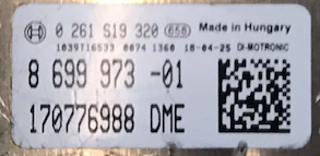 Bosch Engine ECU, BMW, 0261S19320 , 0 261 S19 320, 8699973, 8 699 973, DME