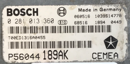 Chrysler, 0281013360, 0 281 013 360, P56044189AK, P56044 189AK