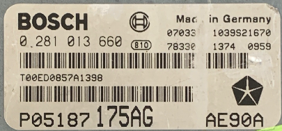 Bosch Engine ECU, Chrysler, 0281013660, 0 281 013 660, P05187175AG, P05187 175AG, 1039S21670 