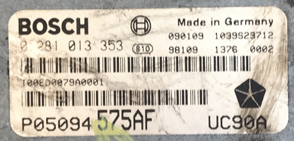 Bosch Engine ECU, Dodge Nitro 2.8 CRDI, 0281013353, 0 281 013 353, P05094575AF, P05094 575AF, 1039S29712