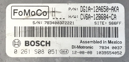 Bosch Engine ECU, Ford, 0261S08051, 0 261 S08 051, DG1A-12A650-AKA, DG1A12650AKA, CV6A-12B684-CA, CV6A12B684CA, 1039S54052