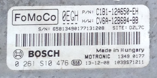 Bosch Engine ECU, Ford, 0261S10476, 0 261 S10 476, C1B1-12A650-EH, CV6A-12B684-BB, 0EGH, 1039S71211