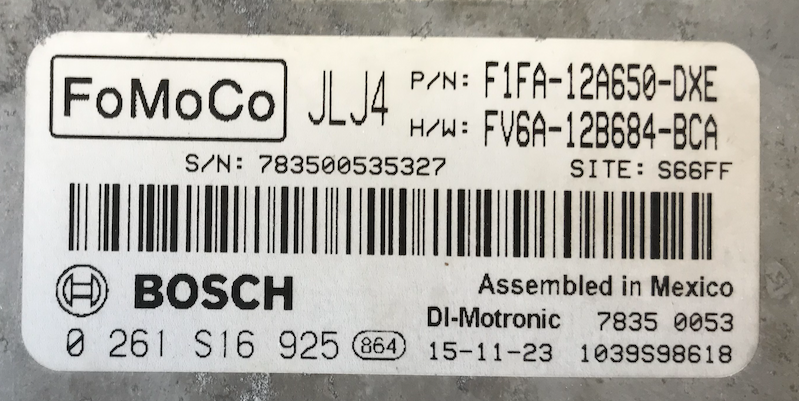 Plug & Play Bosch Engine ECU, Ford Focus , 0261S16925, 0 261 S16 925, F1FA12A650DXE, F1FA-12A650-DXE, FV6A12B684BCA, FV6A-12B684-BCA, JLJ4, 1039S98618