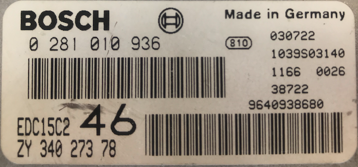 Bosch Engine ECU, HDI, 0281010936, 0 281 010 936, 3402737880, 34 027 378 80, EDC15C2
