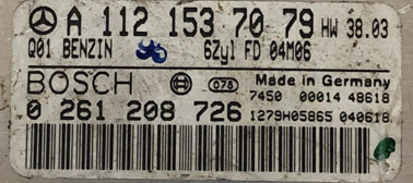 Bosch Engine ECU, Mercedes-Benz, 0261208726, 0 261 208 726, A1121537079, A 112 153 70 79