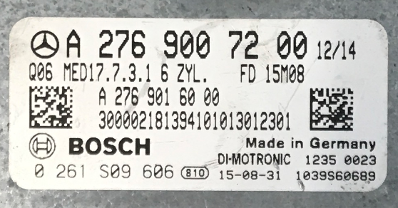 Bosch Engine ECU, Mercedes-Benz, 0261S09606, 0 261 S09 606, A2769007200, A 276 900 72 00
