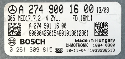 Bosch Engine ECU, Mercedes-Benz, 0261S09815, 0 261 S09 815, A2749001600, A 274 900 16 00, 1039S96513