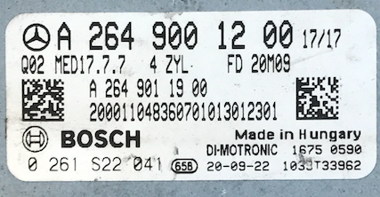 Bosch Engine ECU, Mercedes-Benz, 0261S22041, 0 261 S22 041, A2649001200, A 264 900 12 00