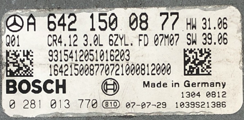 Bosch Engine ECU, Mercedes-Benz, 0281013770, 0 281 013 770, A6421500877, A 642 150 08 77, 1039S21386