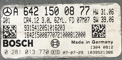 Bosch Engine ECU, Mercedes-Benz, 0281013770, 0 281 013 770, A6421500877, A 642 150 08 77, 1039S21386