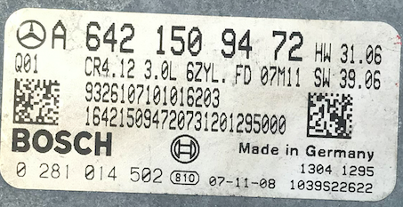 Bosch Engine ECU, Mercedes-Benz, 0281014502, 0 281 014 502, A6421509472, A 642 150 94 72, 1039S22622