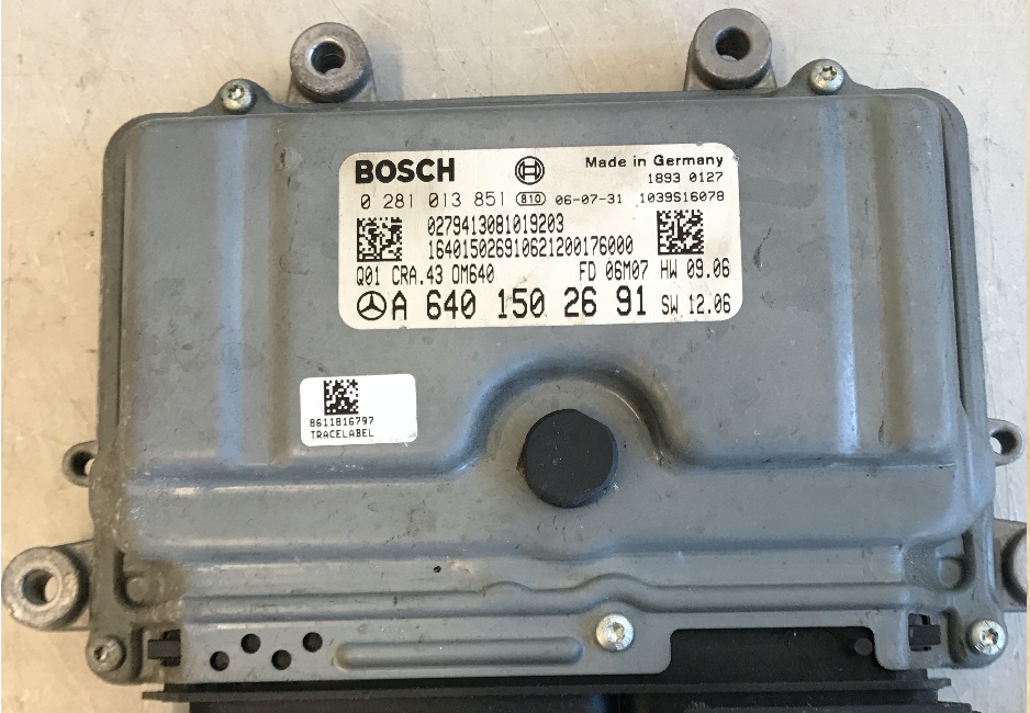 Bosch Engine ECU, Mercedes-Benz B200 CDI, 0281013851, 0 281 013 851, A6401502691, A 640 150 26 91, 1039S16078