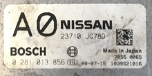 Bosch Engine ECU, Nissan, 0281013856, 0 281 013 856, 23710-JG78D, 23710JG78D, A0, 1039S21016