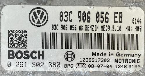 Skoda Octavia 1.6 FSI, 0261S02380, 0 261 S02 380, 03C906056EB, 03C 906 056 EB, 03C906056AK, 03C 906 056 AK, MED9.5.10