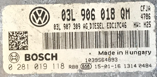 0281019118, 0 281 019 118, 03L906018QM, 03L 906 018QM, EDC17C46