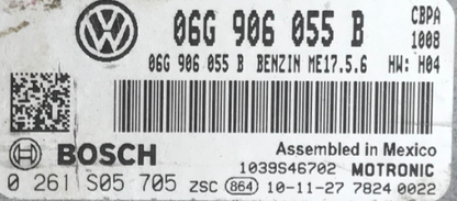Bosch Engine ECU, VW, 0261S05705, 0 261 S05 705, 06G906055B, 06G 906 055 B, ME17.5.6