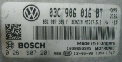 Bosch Engine ECU, VW Golf VI, Jetta 1.4 TSI , 0261S07201, 0 261 S07 201, 03C906016BT, 03C 906 016 BT, 1039S53303,MED17.5.5