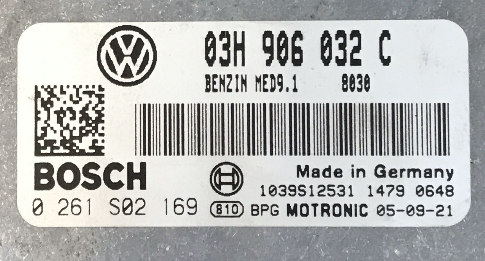 Bosch Engine ECU, VW Passat 3.6 FSI, 0261S02169, 0 261 S02 169, 03H906032C, 03H 906 032 C, 1039S12531, MED9.1