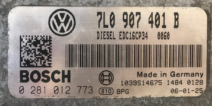 Bosch Engine ECU, VW Touareg 3.0 TDI, 0281012773, 0 281 012 773, 7L0907401B, 7L0 907 401 B, 1039S14675