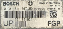 Bosch Engine ECU, Vauxhall Astra 1.9CDTi, 0281011667, 0 281 011 667, 55 189 924, 55189924, 1039S70138