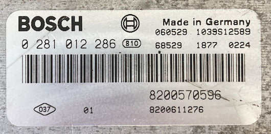 Bosch, Renault Engine ECU, 0 281 012 286, 0281012286, 8200570596, 1039S12589