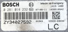 Bosch Suzuki SX4 1.6D, Engine ECU, 0281014232, 0 281 014 232, ZY34027592, ZY 340 27592, 1039S18942