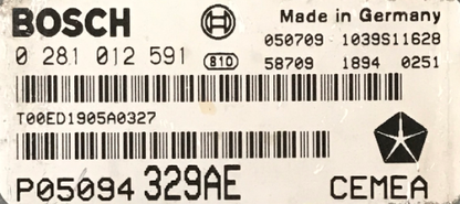 Bosch Engine ECU, CHRYSLER, 0281012591, 0 281 012 591, 5094329AE