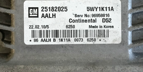 Chevrolet Spark Engine ECU, 25182025, 5WY1K11A, AALH, 96958816