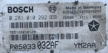 Chrysler, 0281010292, 0 281 010 292, P05033 032AF 