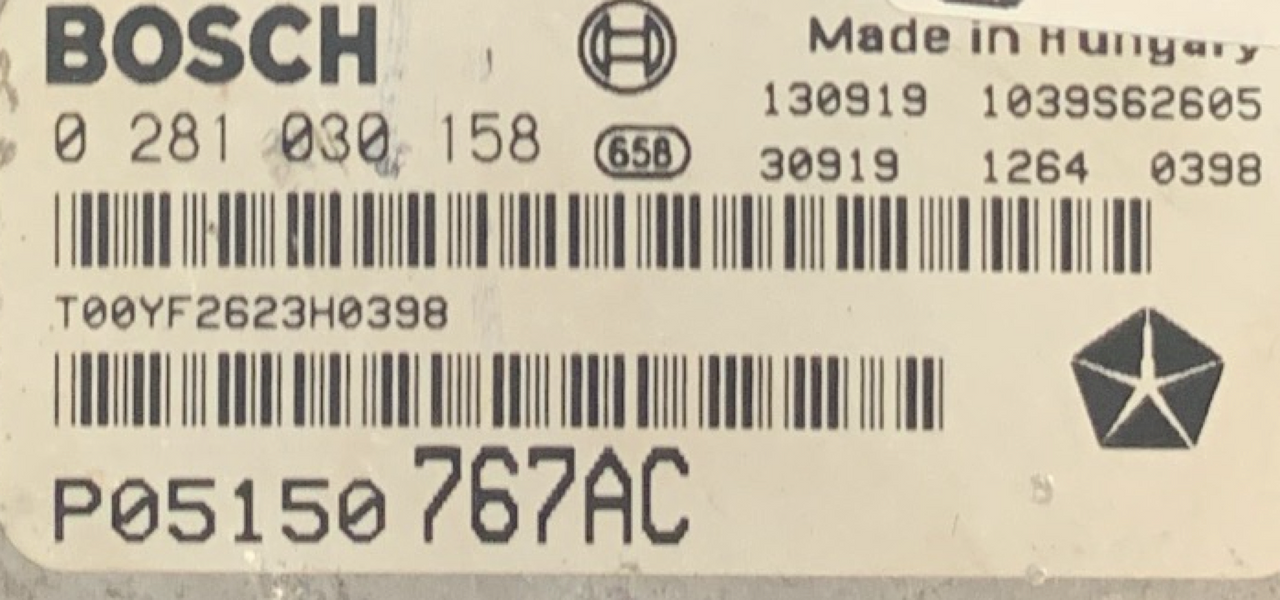 Bosch Engine ECU, Chrysler, 0281030158, 0 281 030 158, P05150767AC, P05150 767AC, 1039S62605