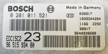 Citroen Xsara Picasso 2.0 HDi, 0281011521, 0 281 011 521, 9651593480, 96 515 934 80, EDC15C2, 23