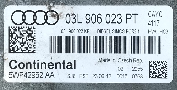 Audi, 03L906023PT, 03L 906 023 PT, 03L906023KP, 03L 906 023 KP, 5WP42952AA, 5WP42952 AA, DIESEL SIMOS PCR2.1