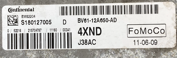 Continental Engine ECU, Ford Focus 1.6, 4XND, BV61-12A650-AD, BV6112A650AD, S180127005 D, S180127005D, EMS2204