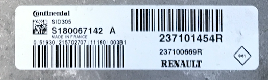 Continental Engine ECU, Renault Megane 1.5 DCi, Engine ECU, S180067142 A, 237101454R, 237100669R, SID305