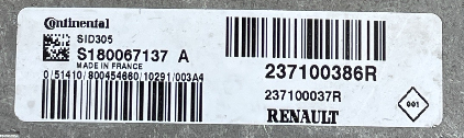 Continental Engine ECU, Renault, SID 305, S180067137 A, 237100386R