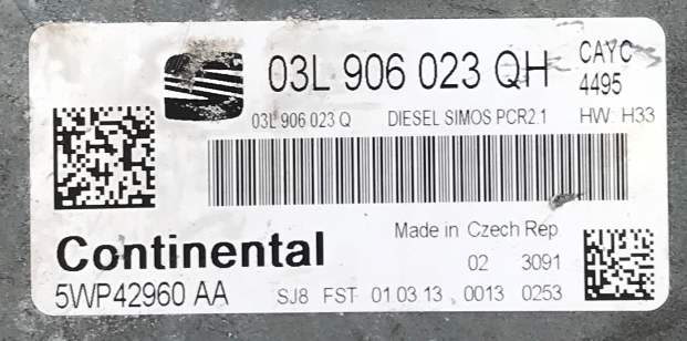 Seat Toledo 1.6TDi, 03L906023QH, 03L 906 023 QH, 5WP42960AA, 5WP42960 AA, DIESEL SIMOS PCR2.1