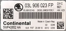 Continental Engine ECU, Skoda Octavia 1.6TDi, 03L906023FP, 03L 906 023 FP, 5WP42652AA, DIESEL SIMOS PCR2.1