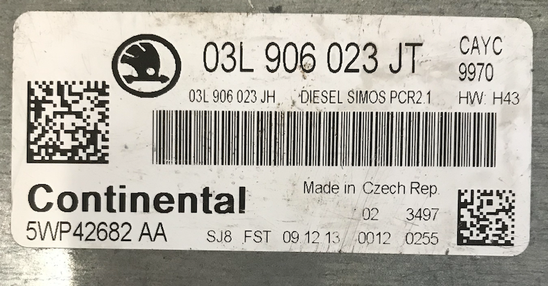 03L906023JT, 03L 906 023 JT, 5WP42682 AA, DIESEL SIMOS PCR2.1