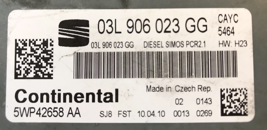 Seat, 03L906023GG, 03L 906 023 GG, 5WP42658AA, 5WP42658 AA, DIESEL SIMOS PCR2.1