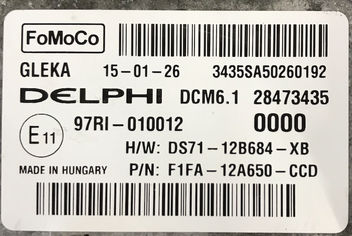 DCM6.1, 28473435, DS7112B684XB, DS71-12B684-XB, F1FA12A650CCD, F1FA-12A650-CCD, 0000