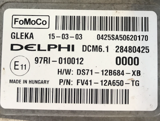 DCM6.1, 28480425, FV4112A650TG, FV41-12A650-TG, DS7112B684XB, DS71-12B684-XB, 0000