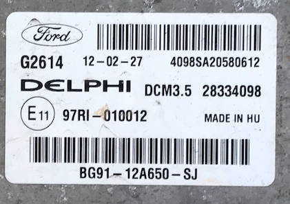 Plug & Play Delphi Engine ECU, Ford TDCI, BG91-12A650-SJ, BG9112A650SJ, 28334098, DCM3.5
