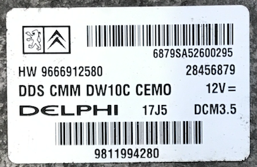 Delphi Engine ECU, Peugeot, Citroen, HW 9666912580, 28456879, DCM3.5 