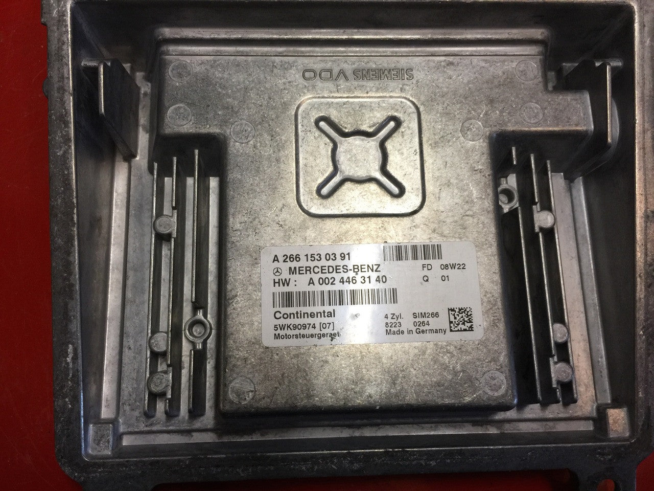 Continental Engine ECU, Mercedes-Benz, SIM266, 5WK90974 07,  A2661530391, A 266 153 03 91, A0024463140, A 002 446 31 40