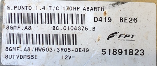 8GMFA8, 8GMF.A8, 51891823, BC0104375B, BC.0104375.B, HW503