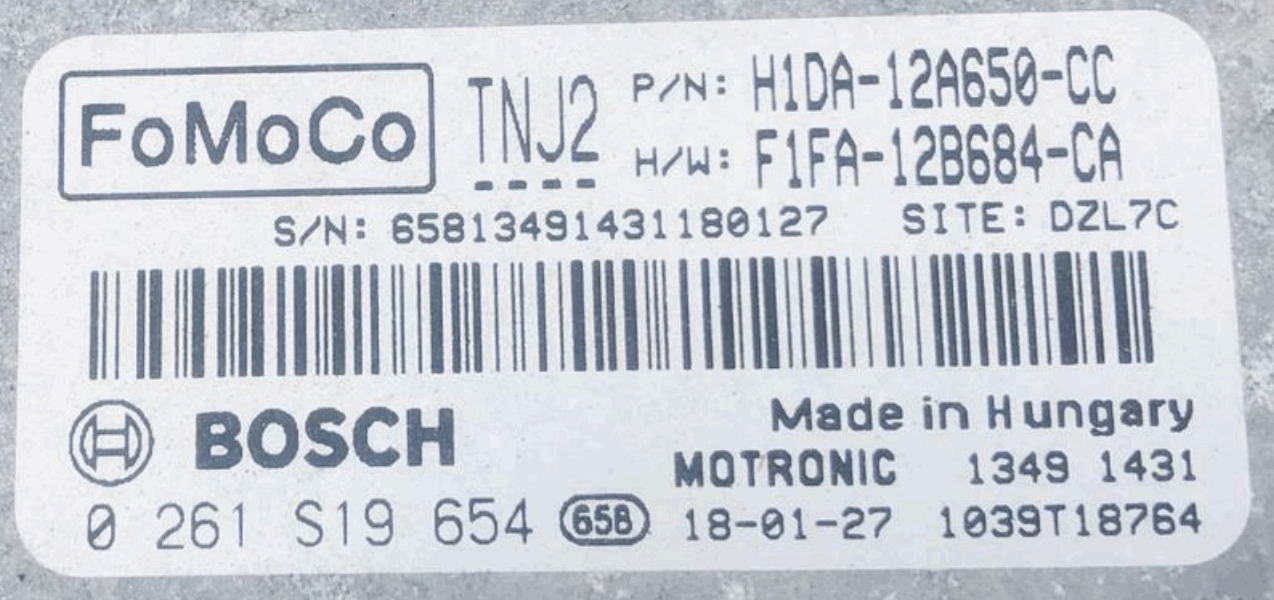 Ford, 0261S19654, 0 261 S19 654, H1DA-12A650-CC, H1DA12A650CC, F1FA-12B684-CA, F1FA12B684CA, TNJ2, 1039T18764