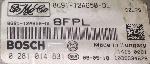 Ford, 0281014831, 0 281 014 831, 8G9112A650DL ,8G91-12A650-DL, 8FPL