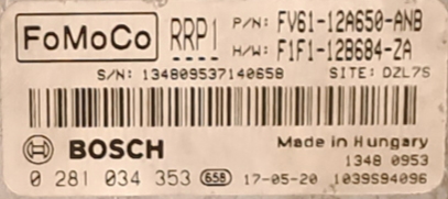 Ford, 0281034353, 0 281 034 353, FV6112A650ANB, FV61-12A650-ANB, F1F112B684ZA, F1F1-12B684-ZA, RRP1