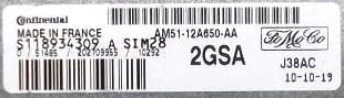 Ford, AM51-12A650-AA, S118934309A, S118934309 A, 2GSA, SIM28